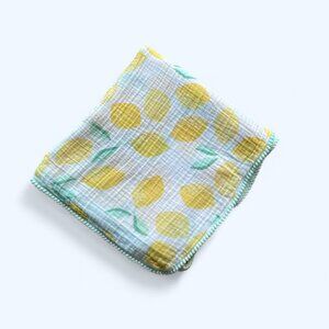 Cloud Island Lovey Lemons Swaddle Blanket Pompom Trim